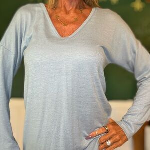 Abercrombie & Fitch Light Blue V-Neck Women's Top